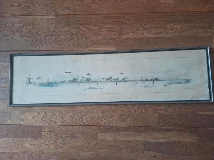 Voedseldropping Rotterdam Mei 1945 Ingelijst, Antiek en Kunst, Kunst | Etsen en Gravures, Ophalen of Verzenden