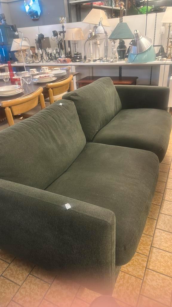 Donkergroene sofa, Huis en Inrichting, Banken | Sofa's en Chaises Longues, Gebruikt, Vierpersoons of meer, Minder dan 150 cm, Stof