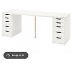 IKEA lagkapten/ alex bureau met ladekastjes wit, Ophalen, Gebruikt, Bureau