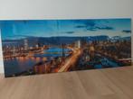 Skyline Rotterdam, glasplaat met foto 125x50 cm, Huis en Inrichting, Schilderij, Zo goed als nieuw, Ophalen