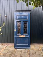 Klassieke houten voordeur – massief – met glas & smeedwerk, 80 tot 100 cm, Ophalen of Verzenden, 200 tot 215 cm, Hout
