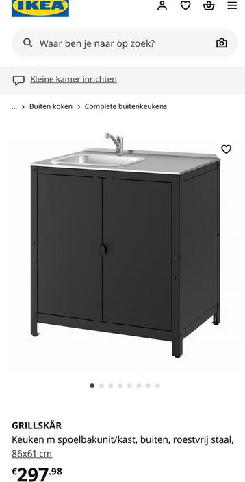 Buitenkeuken spoelbakunit/kast, roestvrij staal, IKEA, zwart beschikbaar voor biedingen