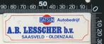 Sticker: Autobedrijf Lesscher - Datsun - Saasveld - Oldenzaa, Ophalen of Verzenden, Zo goed als nieuw, Auto of Motor