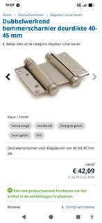 Dubbelwerkend Bommerscharnier 40-45mm - Klapdeurscharnier, Doe-het-zelf en Verbouw, Hang- en Sluitwerk, Ophalen of Verzenden, Nieuw