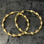 14k gouden wokkels oorbellen creolen nieuw, Ophalen of Verzenden, Zo goed als nieuw, Goud