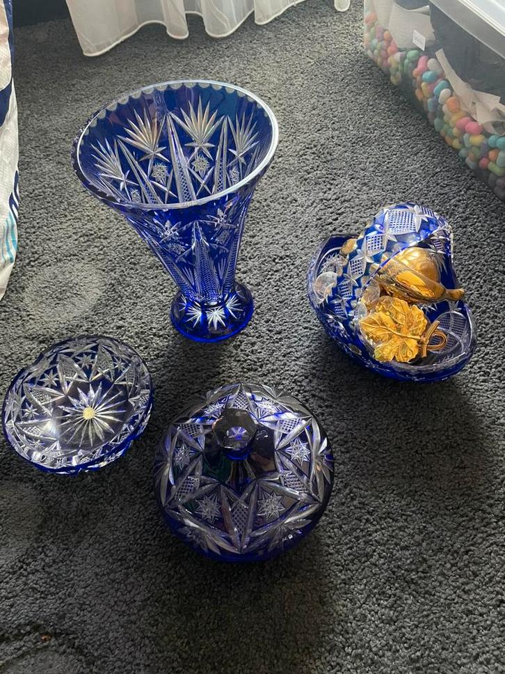 2x Kristallen tafelstellen ieder stel is 4 delig, Antiek en Kunst, Antiek | Glas en Kristal, Ophalen