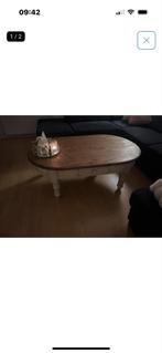 Ovale houten salontafel, Huis en Inrichting, Tafels | Salontafels, Ophalen, Gebruikt, 50 tot 100 cm, Minder dan 50 cm