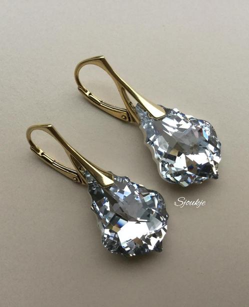 Oorbellen Swarovski kristal NIEUW goud zilver ketting parel, Sieraden, Tassen en Uiterlijk, Oorbellen, Nieuw, Hangers, Goud, Goud