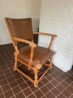 Vintage Leren Stoel met Armleuningen, Antiek en Kunst, Ophalen of Verzenden