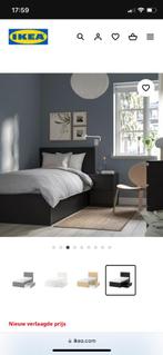 Zwart bed eenpersoons MALM Ikea + nachtkastje + bureau, Eenpersoons, Zo goed als nieuw, Ophalen
