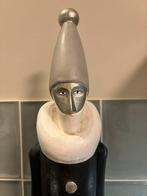 Houten Pierrot masker fantasie Italië Venetiaans zilver, Ophalen of Verzenden