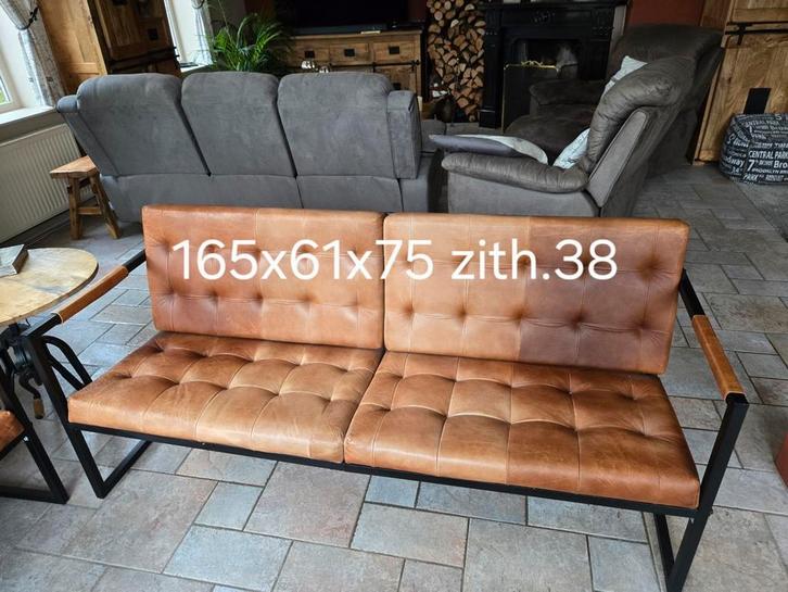 Kleine 2/3-zits bank leer - voor kleine mensen/studenten, Huis en Inrichting, Banken | Bankstellen, Gebruikt, Overige maten, Minder dan 150 cm