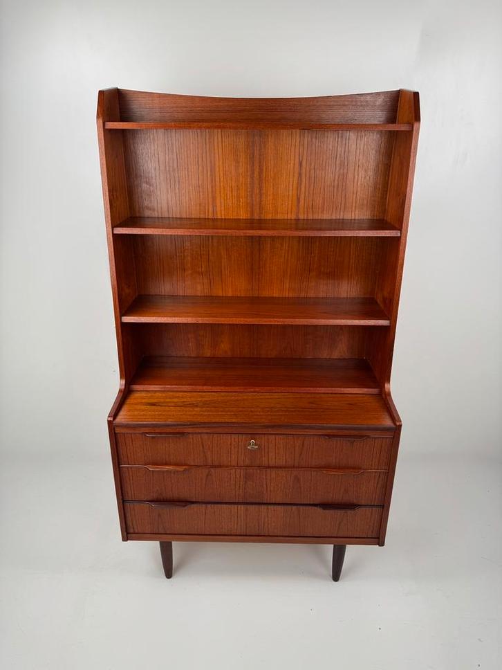 Danish Teak Bookcase with Extractable Desk, Huis en Inrichting, Kasten | Boekenkasten, Zo goed als nieuw, Ophalen