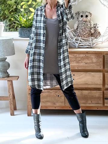 Woolrich blouse of tuniek linnen zwart/wit, maat S beschikbaar voor biedingen