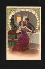 Ansichtkaart Brocante Reliëf Verliefd B09-5, Ophalen of Verzenden, Voor 1920, Gelopen, Overige thema's