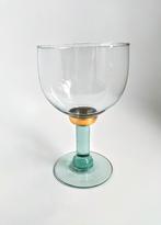 Prachtige grote vintage glas, licht groene voet met goud, Ophalen of Verzenden, Zo goed als nieuw, Overige typen