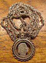 Zilveren ketting met gestileerde zilveren gulden, Met hanger, Gebruikt, Verzenden, Zilver