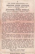 Loohuis Hendrik 1927 Weerselo  1952 Almelo ongeval, Ophalen of Verzenden, Bidprentje