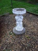 Antieke tuinvaas bloembak, plantenbak jardinière op zuil, Ophalen, Gebruikt