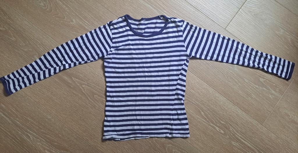 carnaval blauw streep shirt mt 128, Ophalen of Verzenden, Gebruikt, 122 t/m 128, Jongen of Meisje