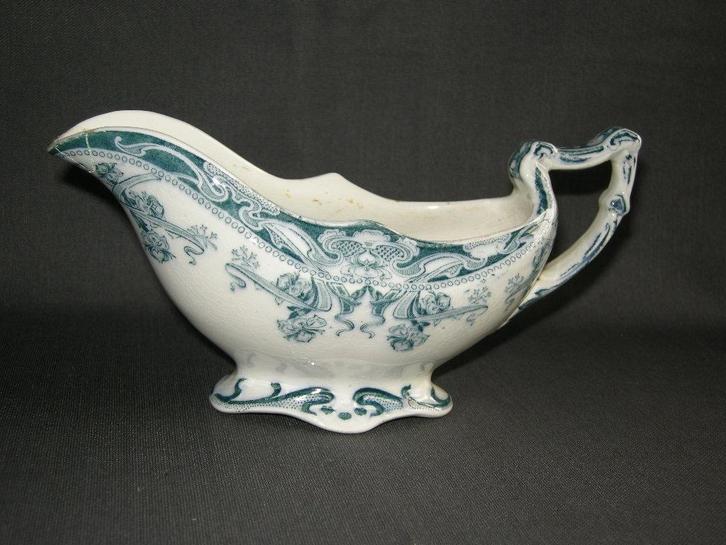 Burslem Iris, sauskom met petrolkleurig decor, Antiek en Kunst, Antiek | Servies los, Ophalen of Verzenden