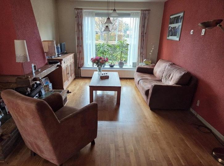 Zithoek bank stoel fauteuil salontafel tafel, Huis en Inrichting, Fauteuils, Gebruikt, Stof, 75 tot 100 cm, Ophalen