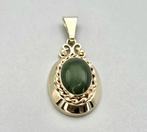 Gouden vintage hanger met edelsteen jade. 2026/02., Overige voorstellingen, ., Ophalen of Verzenden, Zo goed als nieuw