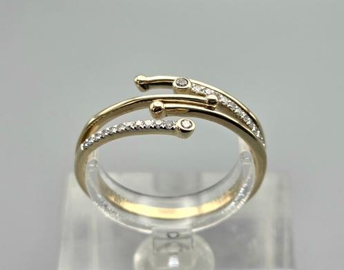 Vintage design ring met diamanten Ca: 0.10 ct. 2025/430, Sieraden, Tassen en Uiterlijk, Ringen, Zo goed als nieuw, Dame, 18 tot 19