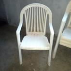 Stapelbare witte kunststof tuinstoelen Grosfillex 4 stuks, Ophalen, Zo goed als nieuw, Kunststof, Stapelbaar