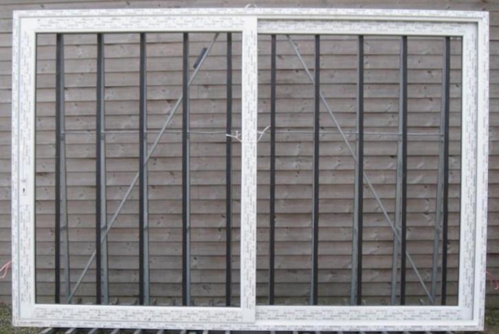 pvc schuifraam , schuifdeur , pu 342 x 230 wit / zwart 9005, Doe-het-zelf en Verbouw, Kozijnen en Schuifpuien, Nieuw, Schuifpui