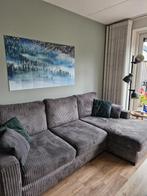 Lounge bank grijs rib, Ophalen, 250 tot 300 cm, Hoekbank, Driepersoons