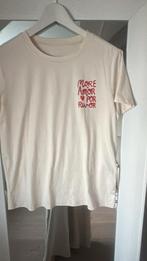 Beige T-shirt met rode opdrukmaat S, Maat 38/40 (M), Beige, Ophalen of Verzenden, Zo goed als nieuw