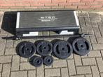 Reebok step met les Mills Bodypump set hh stang met schijven, Sport en Fitness, Fitnessmaterialen, Halterset, Gebruikt, Ophalen of Verzenden