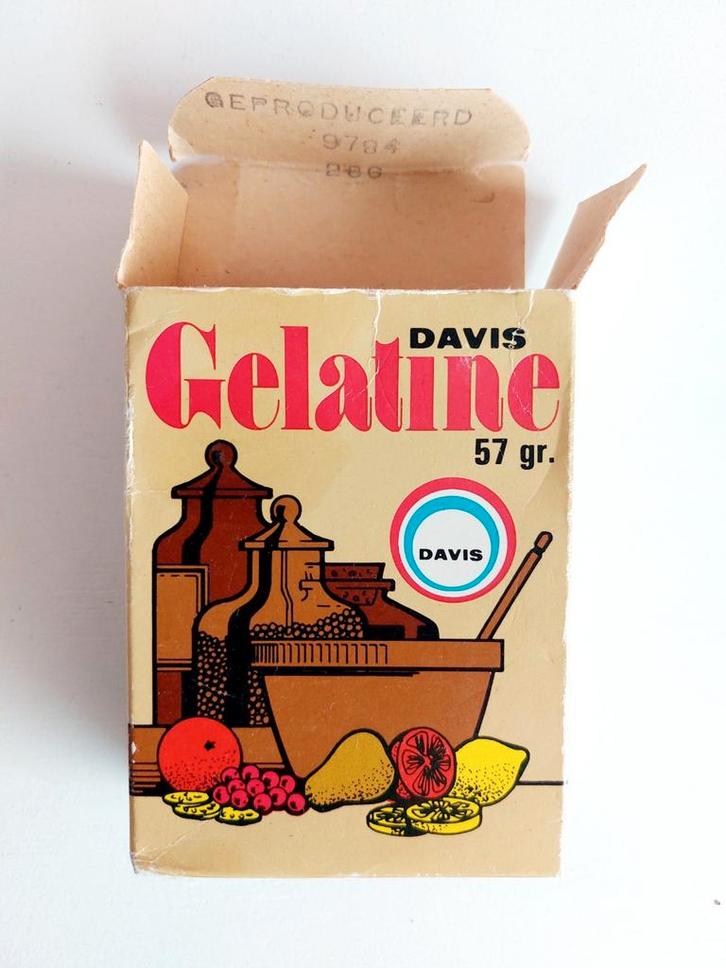 Davis Gelatine, vintage verpakking doosje karton, Verzamelen, Merken en Reclamevoorwerpen, Gebruikt, Verpakking, Ophalen of Verzenden