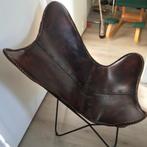 Mooie Leren Vlinderstoel, Huis en Inrichting, Stoelen, Ophalen, Bruin, Vintage, Leer