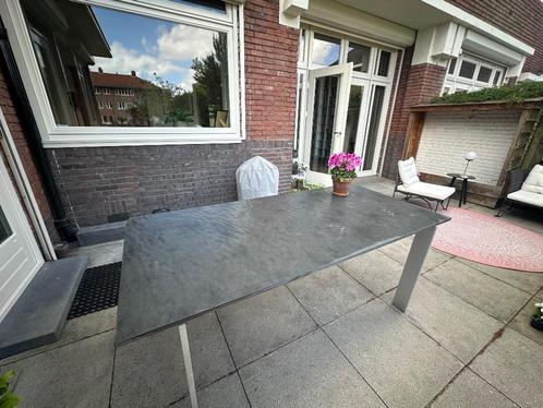 Buitentafel / tuintafel met leistenen blad v Fabian vSeveren, Huis en Inrichting, Tafels | Eettafels, Gebruikt, 50 tot 100 cm