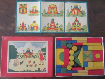 antieke houten blokkendoos Holland Toys in kartonnendoos beschikbaar voor biedingen