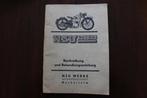 NSU 125ZDB behandlungsanleitung instructie boek 1937 125 ZDB, Motoren, Ophalen of Verzenden, Overige merken