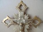 Art deco kruisbeeld antiek kruis messing kruisbeeld 22x30cm, Ophalen of Verzenden