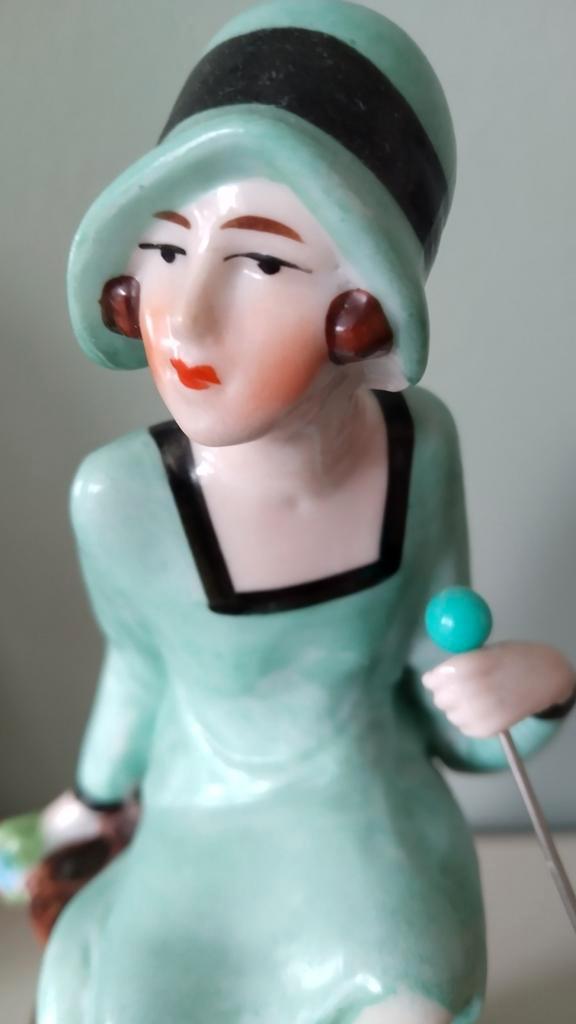 Art Deco Hoedenspeldhouder 'Flapper' 1920-1930, Antiek en Kunst, Kunst | Beelden en Houtsnijwerken, Ophalen