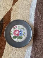 Vintage Tinnen Bordje met Bloemmotief, Ophalen of Verzenden