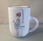 Vintage Beker met vrouw-figuur aan bar / Aalten keramiek 60s, Antiek en Kunst, Ophalen of Verzenden
