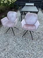 2 Mobitec Moods 95 stoelen- Belgisch design fluweel oud roze, Huis en Inrichting, Stoelen, Ophalen, Gebruikt, Twee, Overige kleuren