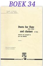 Bladmuziek Boek34 Duets voor Fluit en klarinet (hobo/viool ), Muziek en Instrumenten, Bladmuziek, Klarinet, Gebruikt, Ophalen of Verzenden