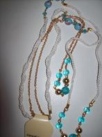 Ketting Wit Goud Blauw tinten Stenen en Kralen, Nieuw, Steen of Mineraal, Met edelsteen, Verzenden