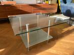 Glazen salontafel, Huis en Inrichting, Ophalen, Gebruikt, 100 tot 150 cm, Vierkant