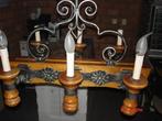 Eiken plafondlamp  met smeedijzer, Ophalen, Gebruikt, Metaal, Klassiek