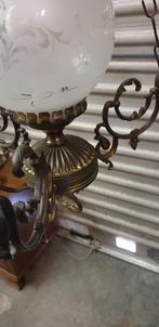 hanglamp messing glas elektrisch bewerkt, Huis en Inrichting, Lampen | Hanglampen, Ophalen of Verzenden, 'T Olde Gre-j, Info@toldegrej.nl