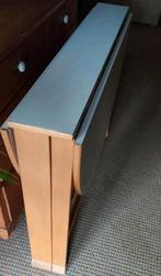 Eettafel inklapbaar, wit met beukenhout, Huis en Inrichting, Tafels | Eettafels, Ophalen, Gebruikt, 100 tot 150 cm, 50 tot 100 cm