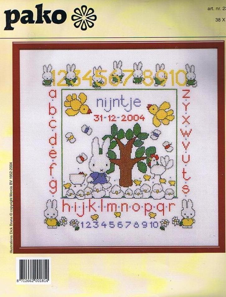 Cado nijntje borduurpakket geboorte, nijntje, Hobby en Vrije tijd, Borduren en Borduurmachines, Nieuw, Borduurpakket, Handborduren